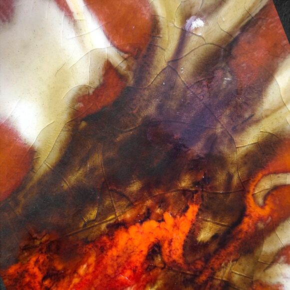 Vintage Treasure Craft 376 Leaf Chip & Dip Tray Orange Brown Glaze 1970s Decor - Picture 6 of 11